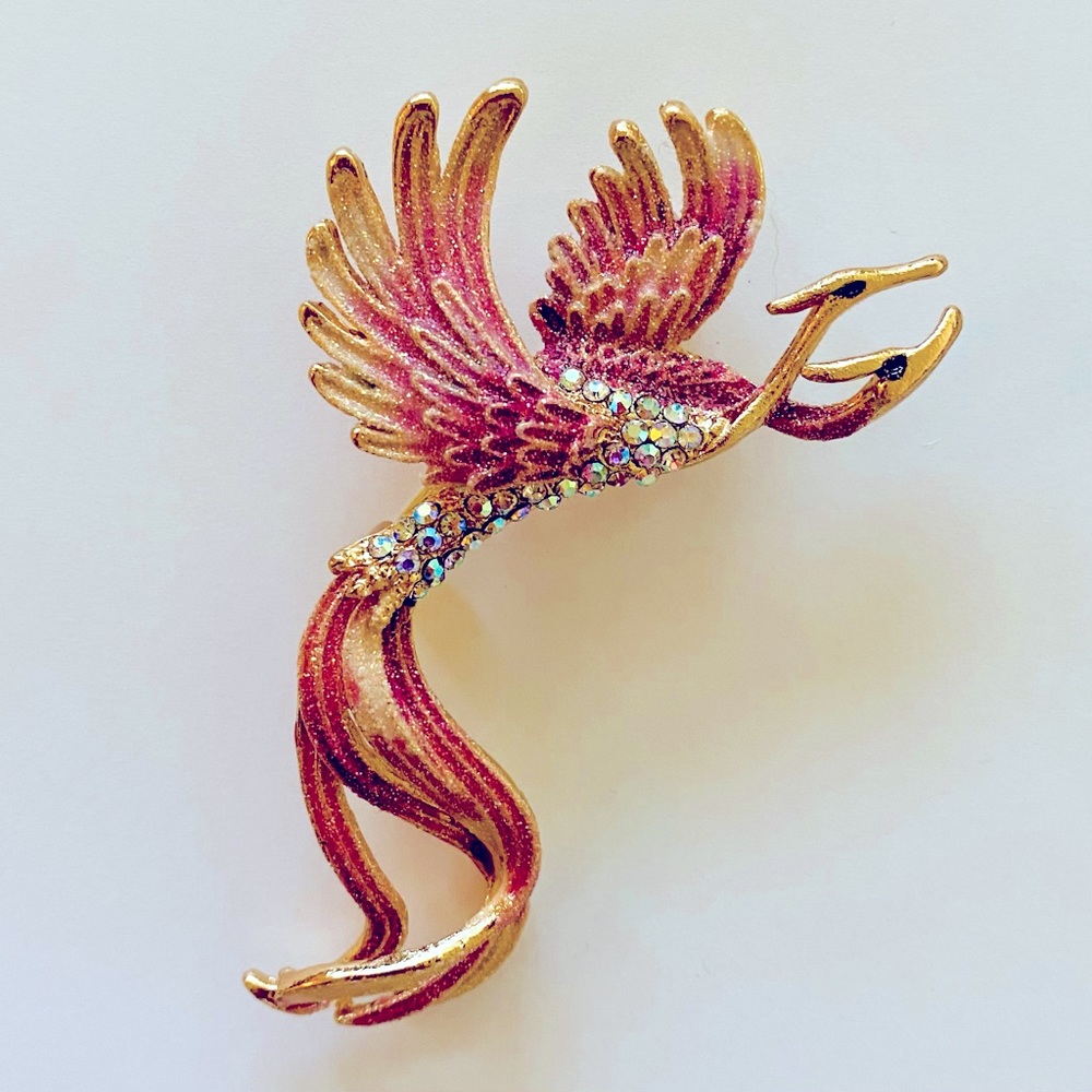 Ladies Rhinestone Phoenix Brooch